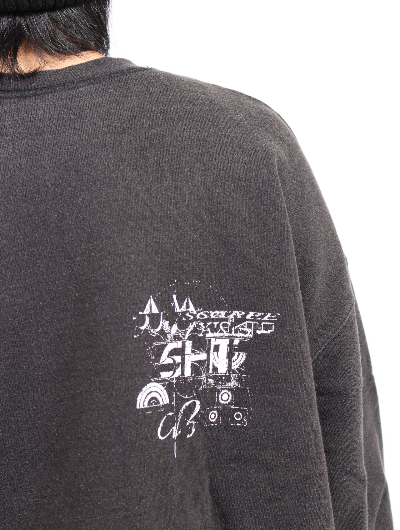 【25AW】佃弘樹 Heartwork Mixed media グラフィック スウェット / Hiroki Tsukuda ART ROBO GRAPHIC SWEAT / ブラック