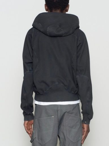 【26AW】 パネルド ジップアップ フーディー パーカー / PANELLED ZIP UP HOODIE / FADED BLACK(ブラック)
