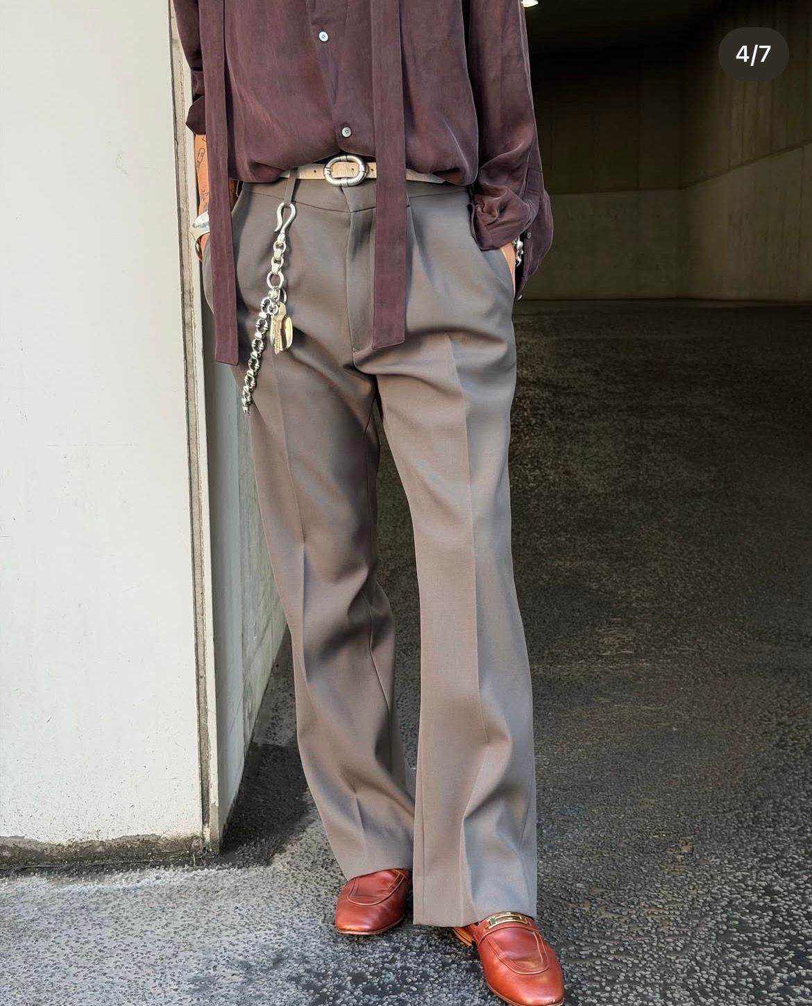 【26AW】Vネック ボウタイ ブラウス 長袖 シャツ / V-NECK BOW TIE BLOUSE .16 / OXBLOOD(ブラッド)