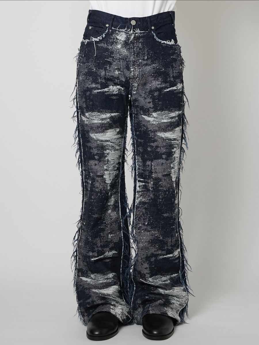 【27SS】デザイン フレア パンツ ジャガードデニム / DESIGN FLARE PANTS / ONE WASH (ワン ウォッシュ)
