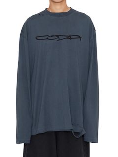 【24AW】プリンテッド ダブルレイヤードディストロイ Tシャツ / ASH GREY AGING GRAFFITI PRINTED DOUBLE LAYERED DISTROYED TEE / グレー