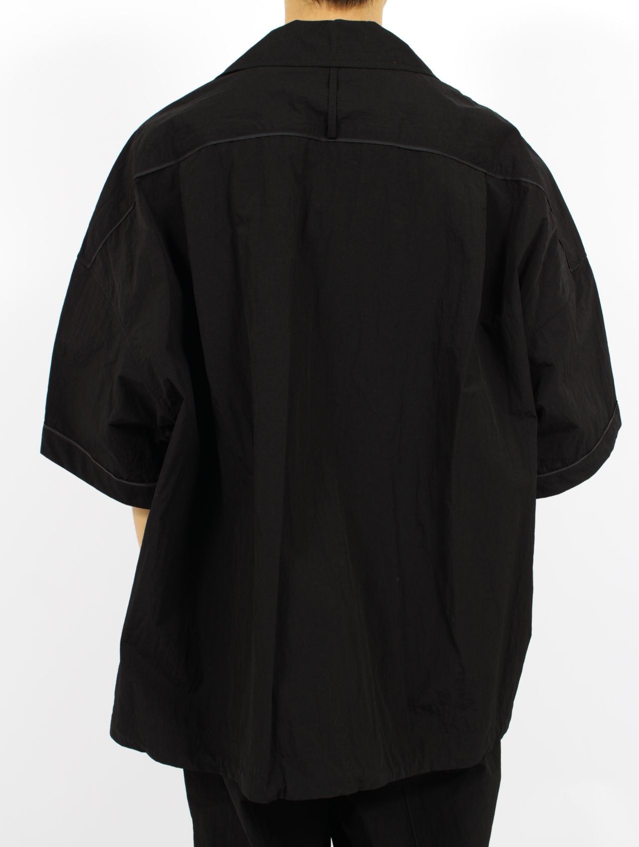 【25SS】ワッシャーナイロン ハーフスリーブ ハンティング シャツ / WASHER NYLON HALF SLEEVE HUNTING SHIRT.13 / ブラック
