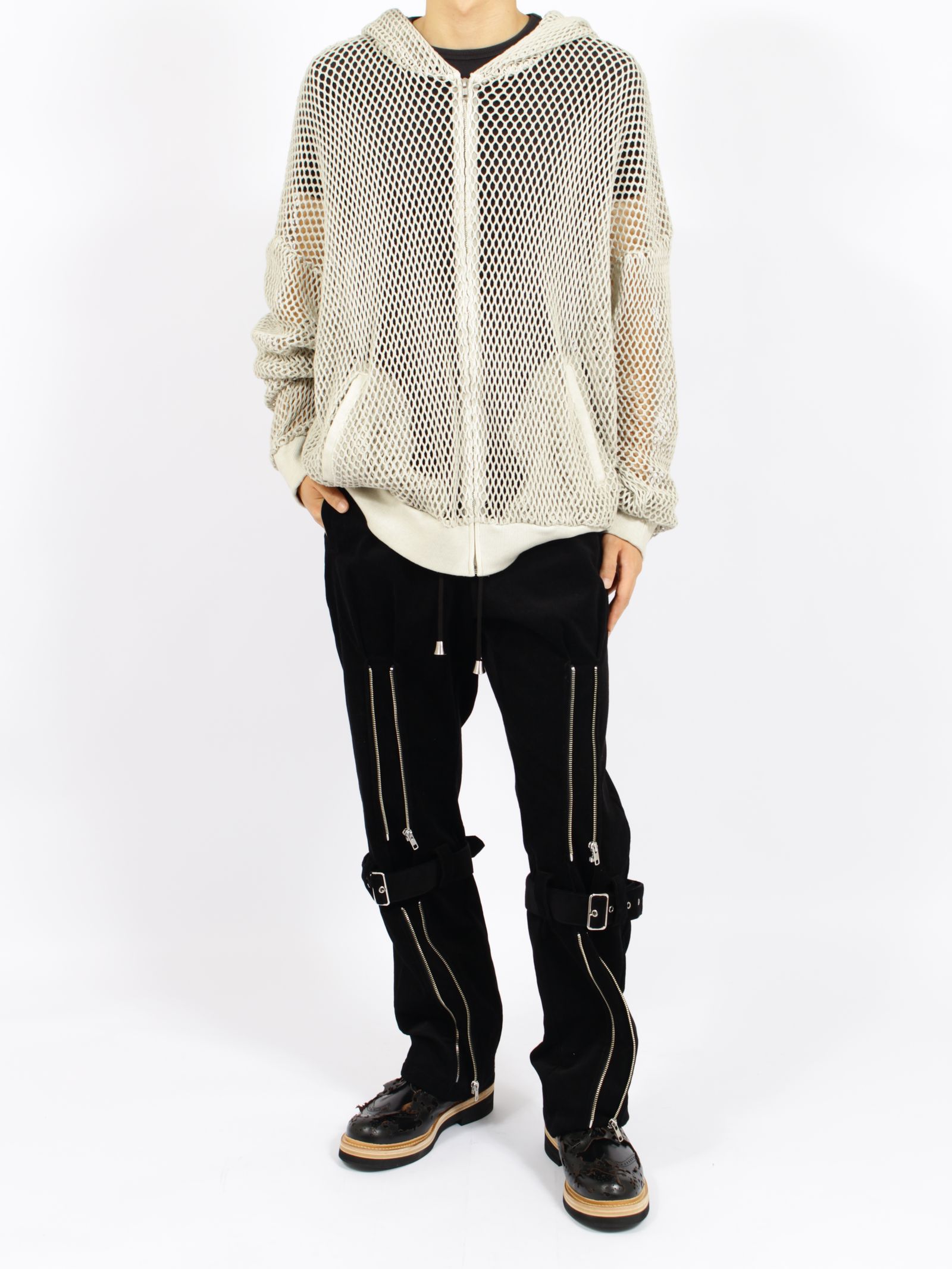 【26AW】コットン メッシュ フル ジップ フーディー 長袖 パーカー / COTTON MESH FULL ZIP HOODIE / IVORY(ベージュ)