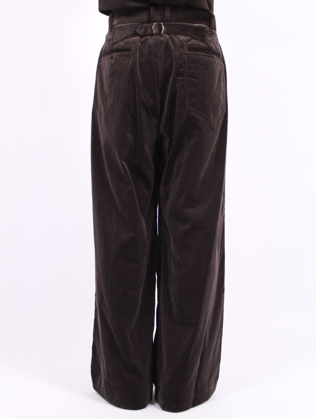 【25AW】"D"バックル スーパー ワイド ベロア パンツ / "D" BUCKLE SUPER WIDE VELOR PANTS / ブラック
