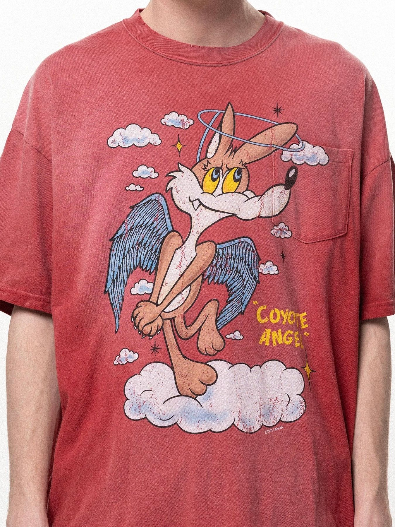 【26SS】”コヨーテ エンジェル”  ポケット ヴィンテージ 半袖 Tシャツ / "COYOTE ANGEL" POCKET TEE / レッド
