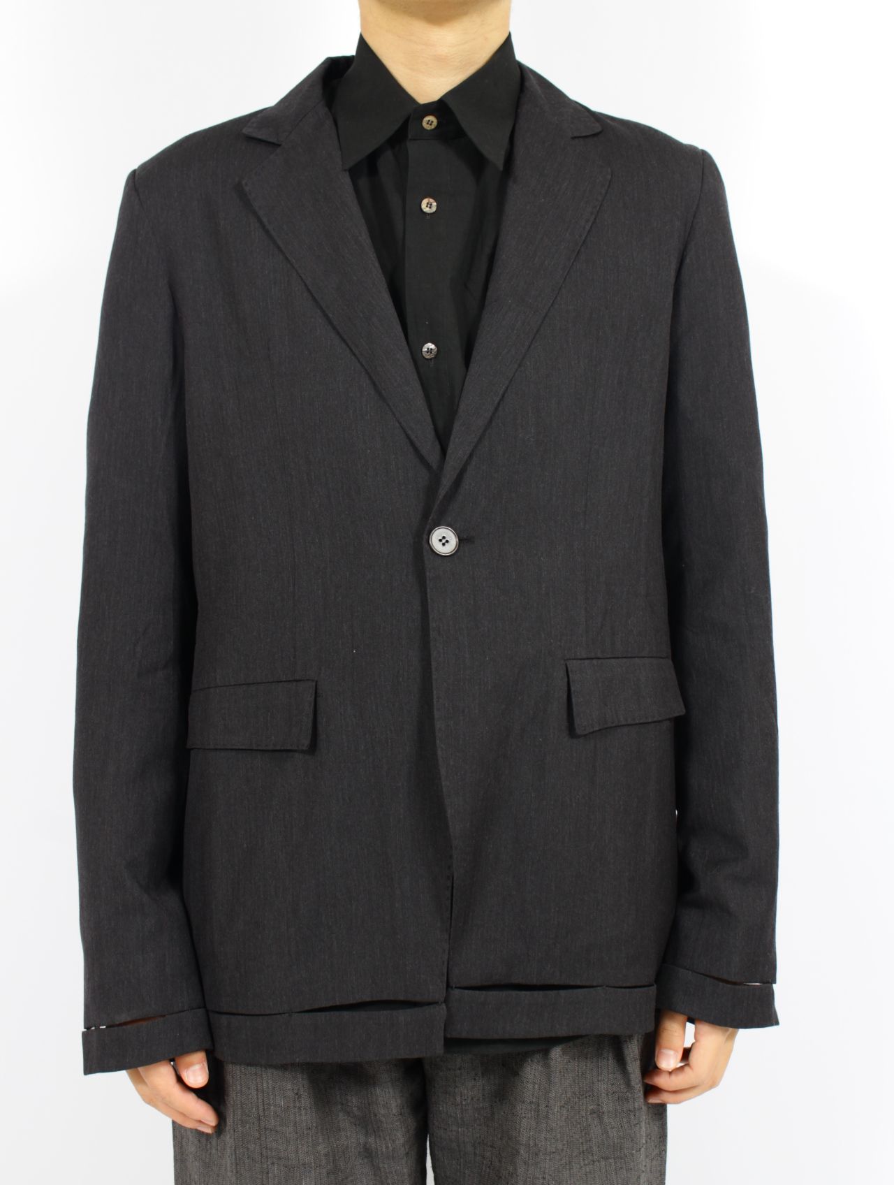 【25SS】モデュラー ハンドステッチ ヘム ジャケット / MODULAR HAND STITCHED HEM JACKET / ダークグレイ