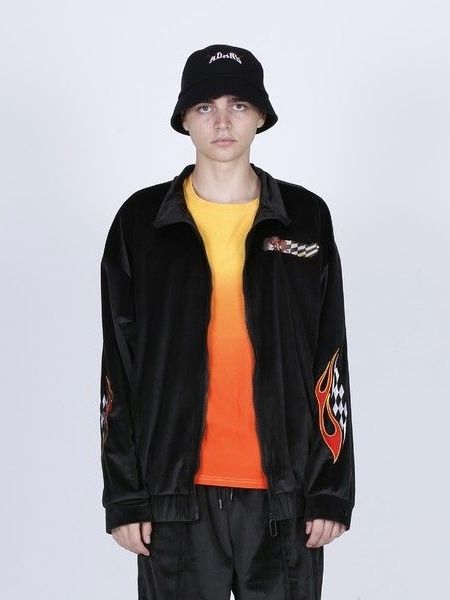 ベロア ヤンキー トラックジャケット / YANKEE VELOUR TRACK JACKET / ブラック