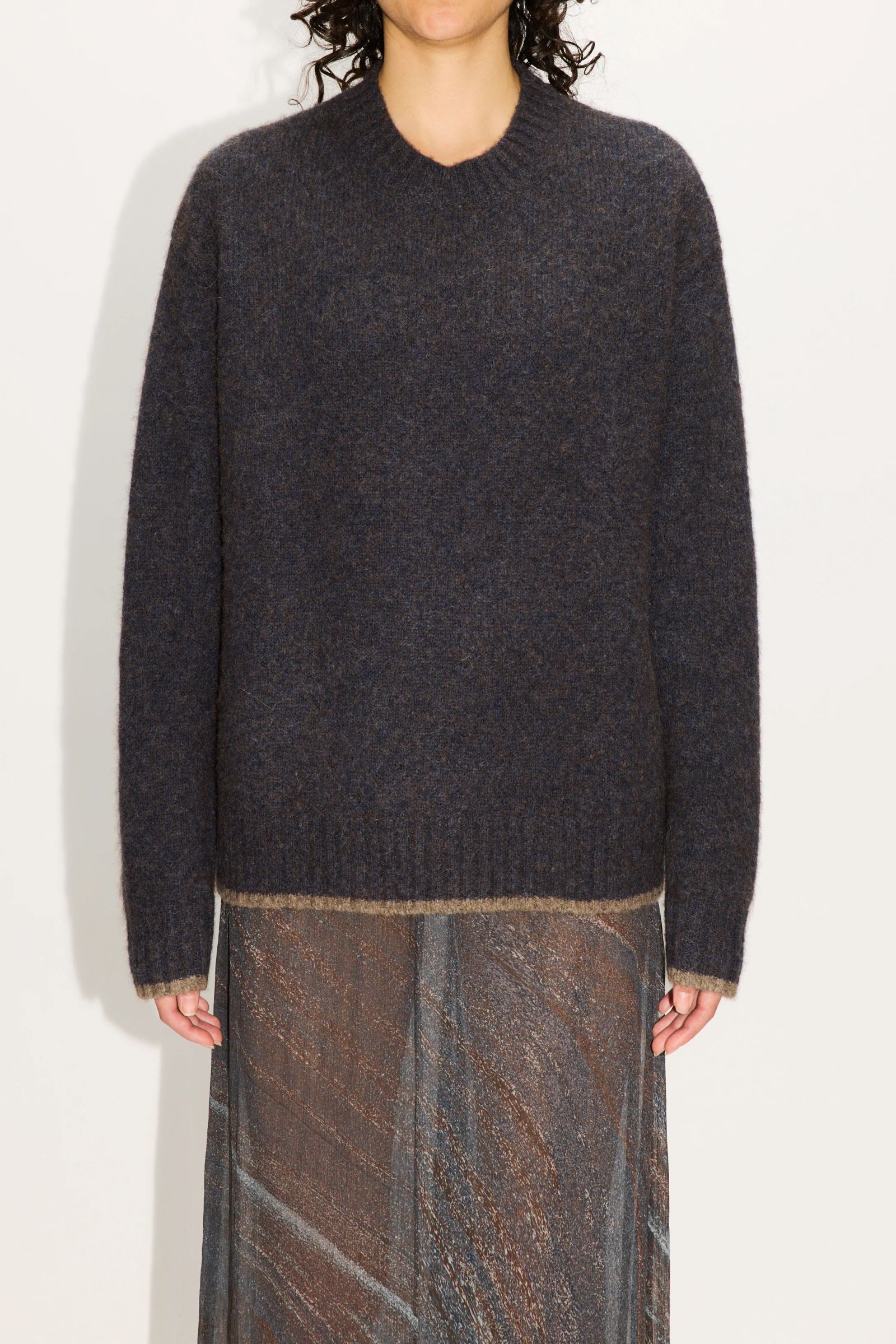 【25AW】ボックス シルエット ニット プルオーバー  / BOX SWEATER / BLUE BROWN(ブルーブラウン)