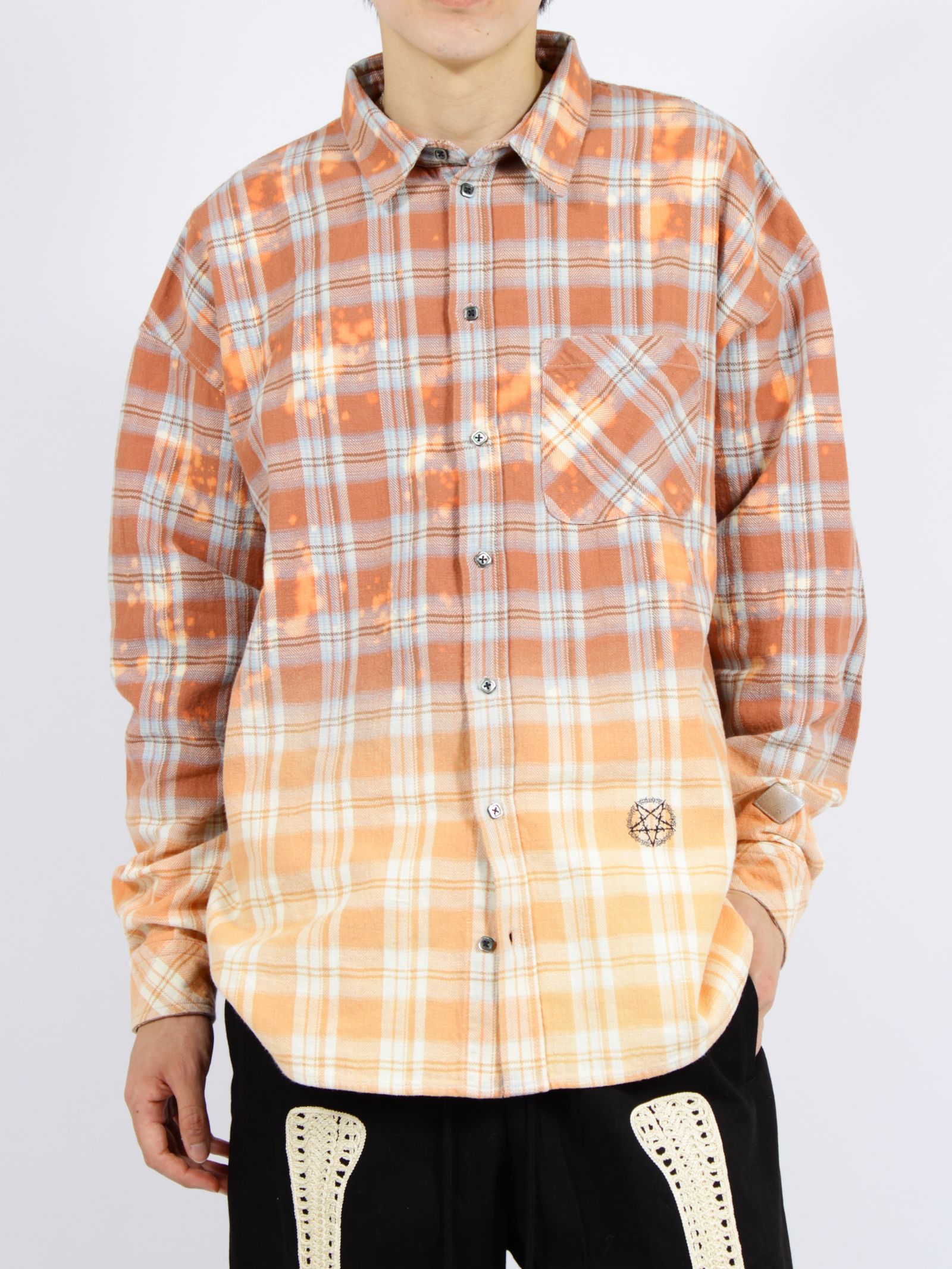 【26SS】コットン フランネル チェック ブリーチ シャツ / COTTON FLANNEL CHECK BLEACH SHIRT / レッド