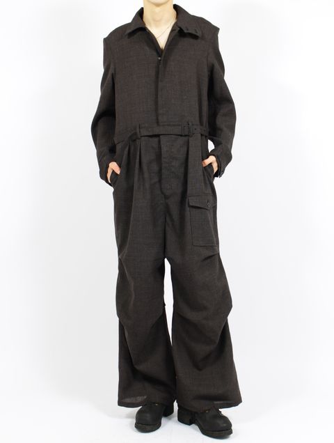 【26SS】ラフ ウール ジャンプスーツ / ROUGH WOOL JUMPSUIT .15 / ダークブラウン