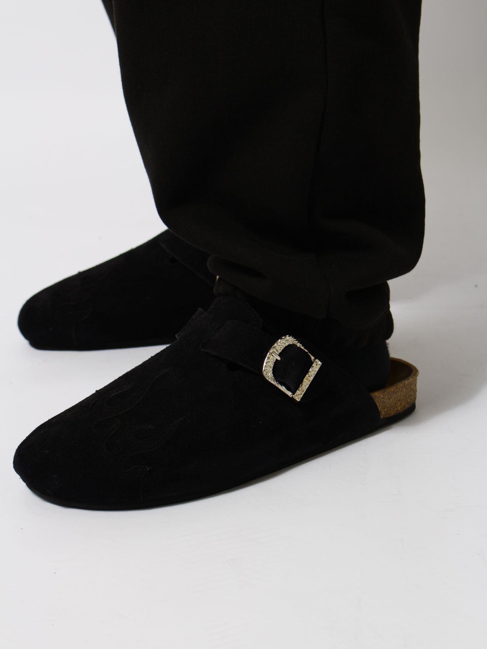 【26SS】フレイム パターン サボ サンダル / FLAME PATTERN SABO SANDALS / ブラック