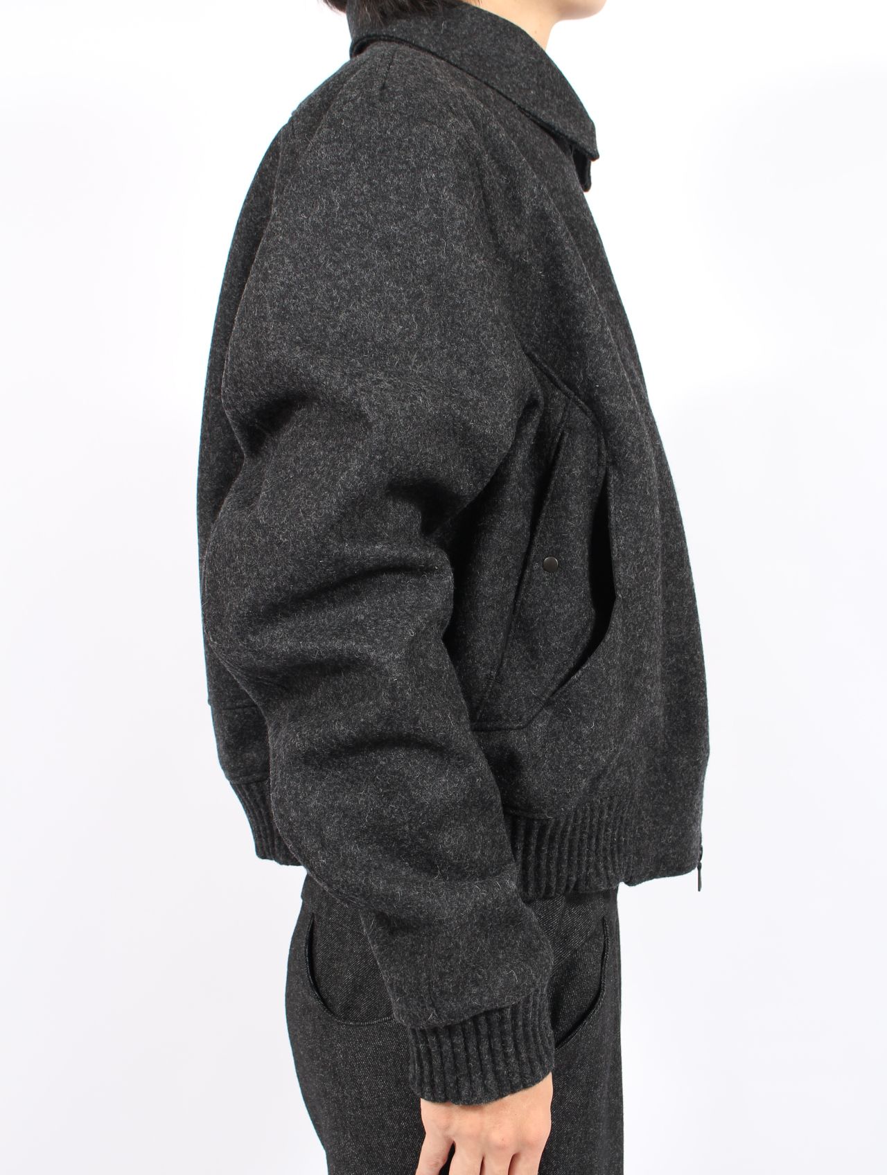 【25AW】メルトン ボンバー ジャケット / Melton Bomber Jacket / ブラック