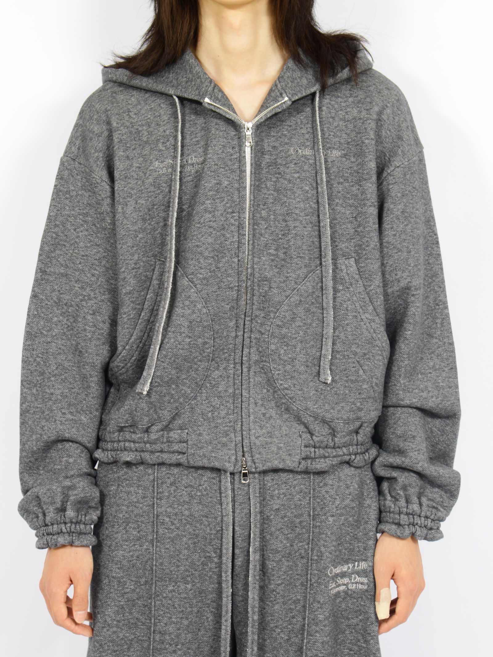 【定番】オーディナリー ホーム オールド スタイル ジップ フーディ / ORDINARY HOME OLD STYLE ZIP HOODIE / チャコール