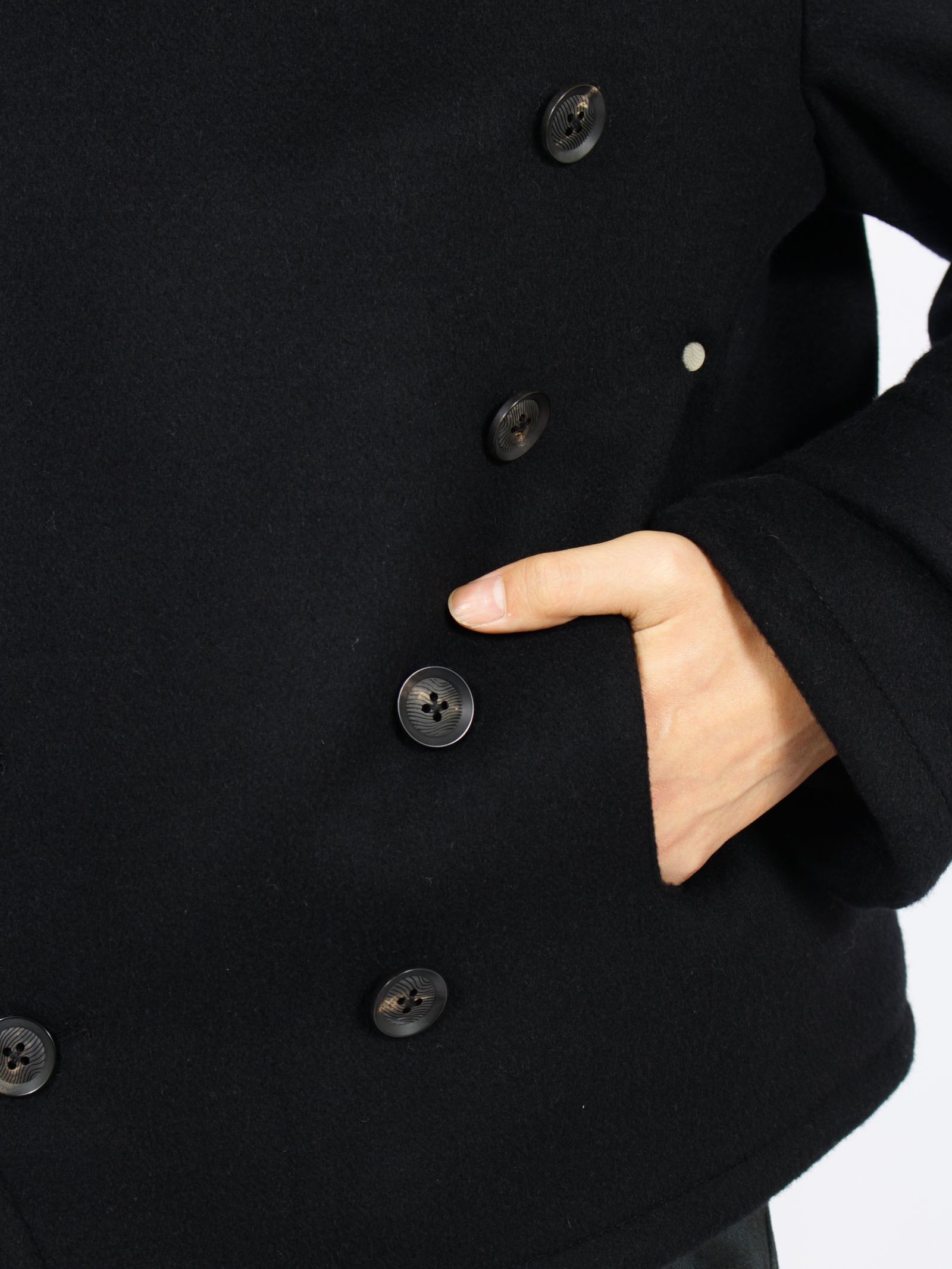【26AW】ショート ペア コート ピーコート 3way ナポレオンジャケット / SHORT PEA COAT / ブラック