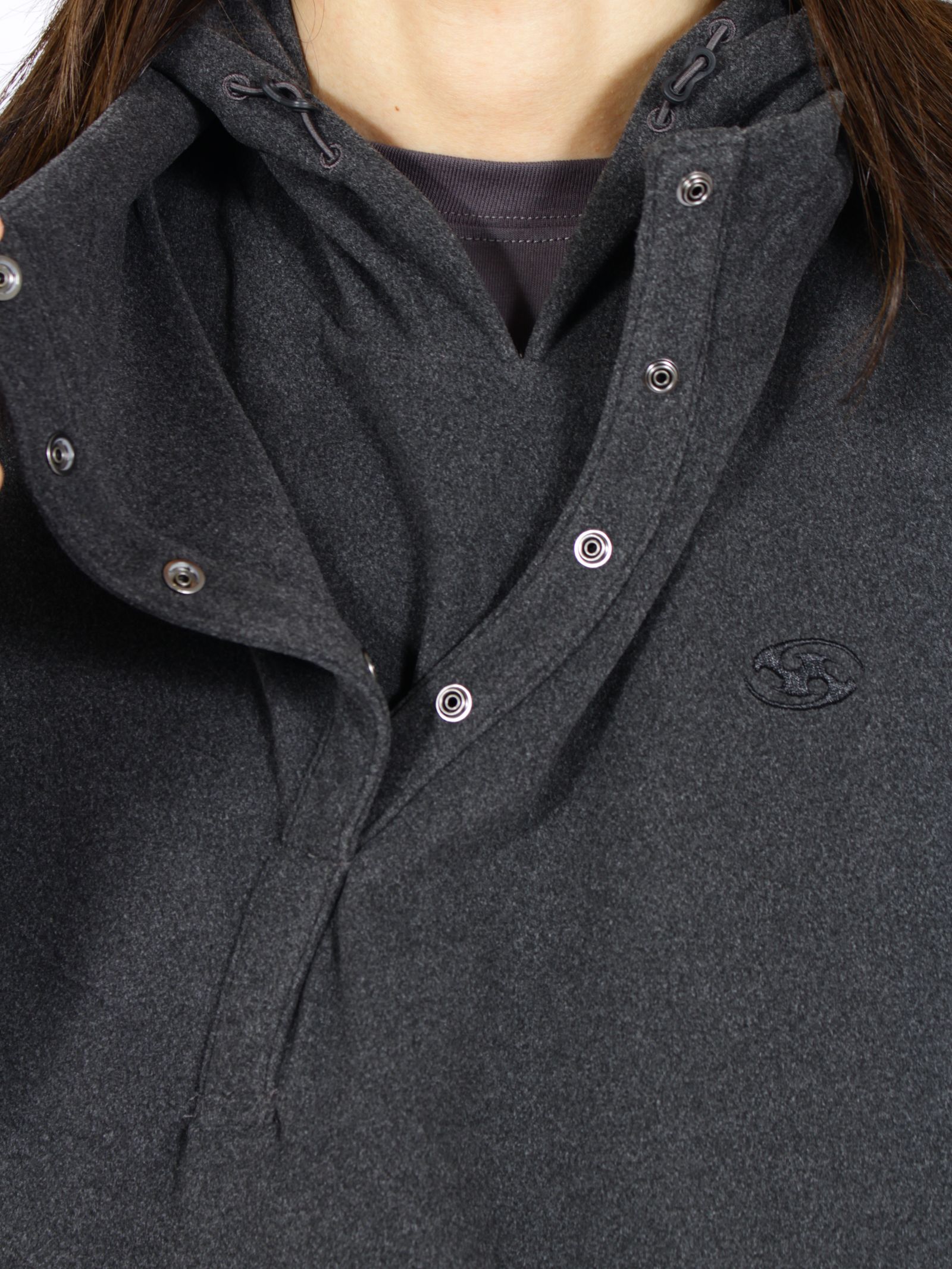 【26AW】レイヤード フーディー パーカー / LAYERED HOODIE / チャコール