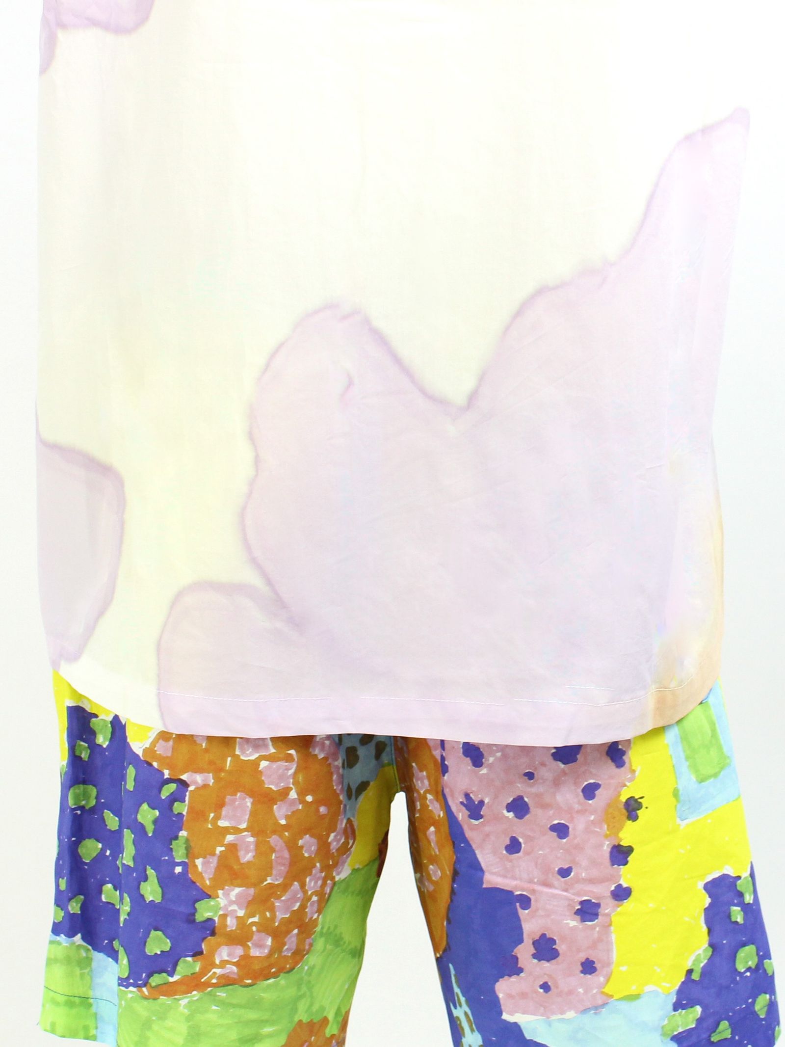 ランダムペイント オープンカラーシャツ / WATERCOLOR PAINT T-SHIRT / ホワイト × マルチ