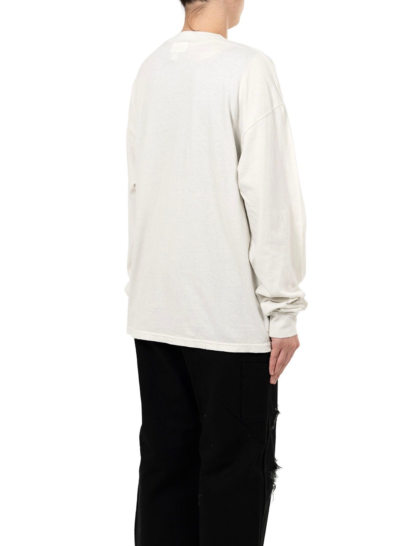 【25AW】カミヤ ロゴ ディストレスド ロング ポケット Tシャツ / "KAMIYA LOGO"DISTRESSED L/S POCKET TEE / ホワイト