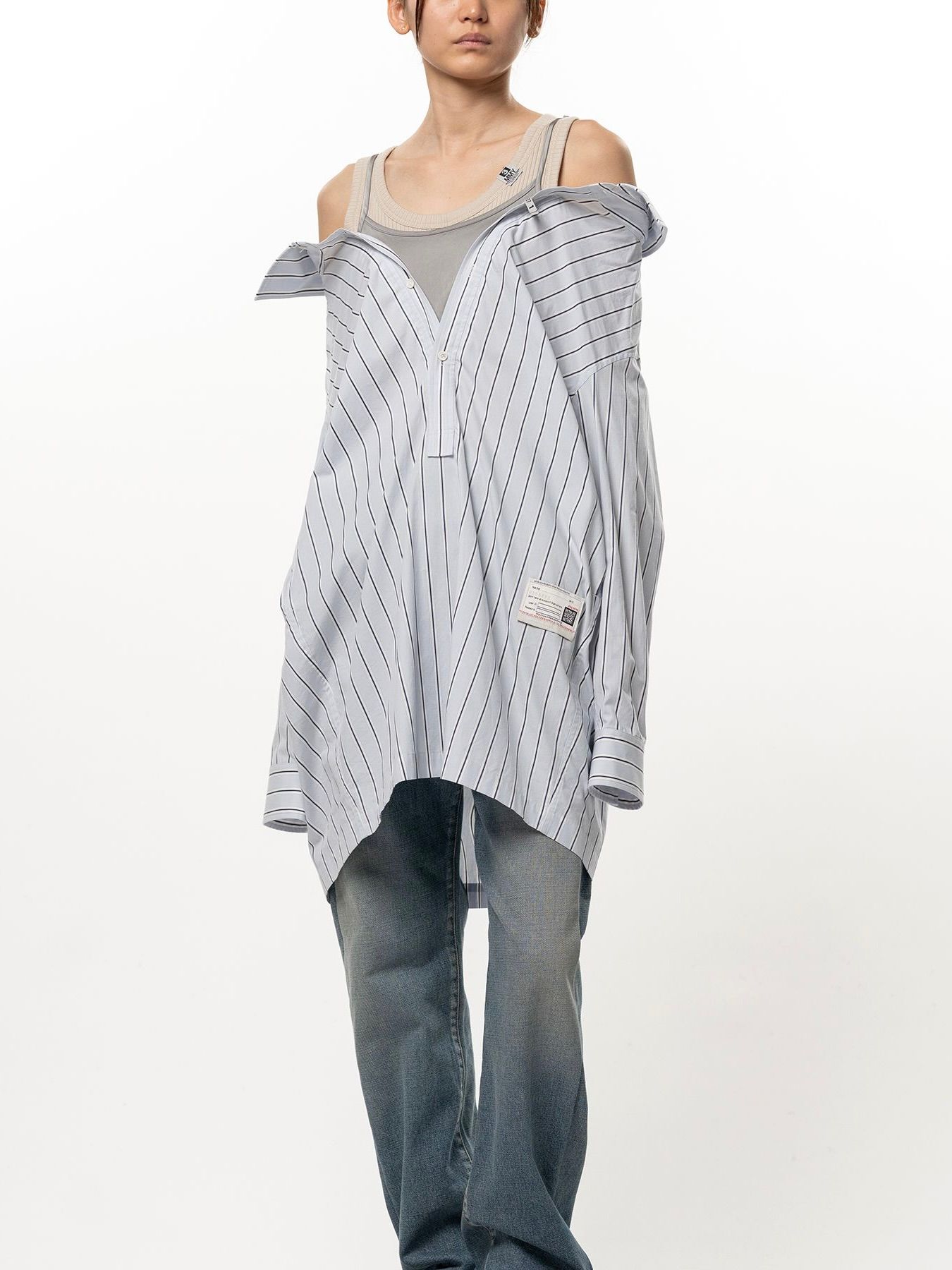 【26AW】レイヤード ストライプ シャツ ドレス / LAYERED STRIPE SHIRTS DRESS / ブルー