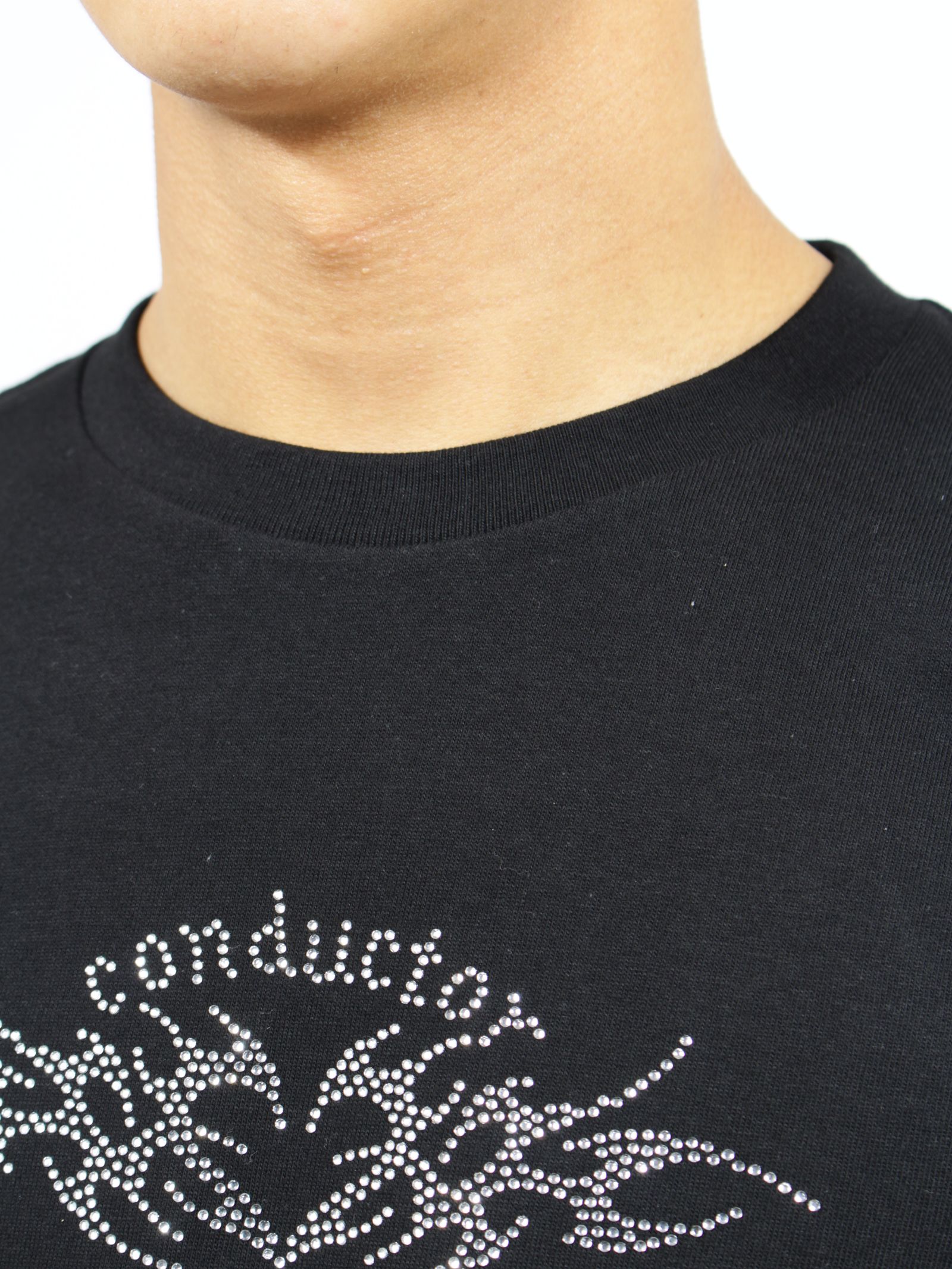 【26SS】ストーン デコレート ハート トライバル ミニ Tシャツ / STONE DECORATED HEART TRIBAL MINI T-SHIRT / ブラック