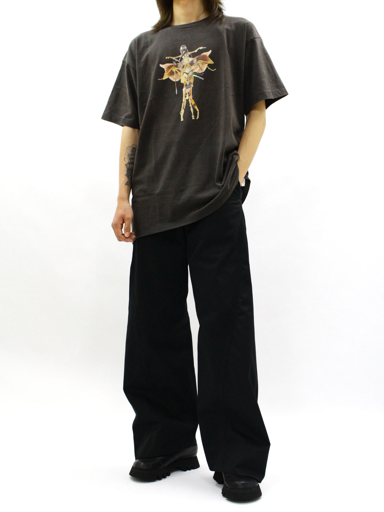 【26SS】佃弘樹 Heartwork Mixed media ロボット グラフィック Tシャツ / Hiroki Tsukuda ART ROBO T-SHIRT/ ブラック