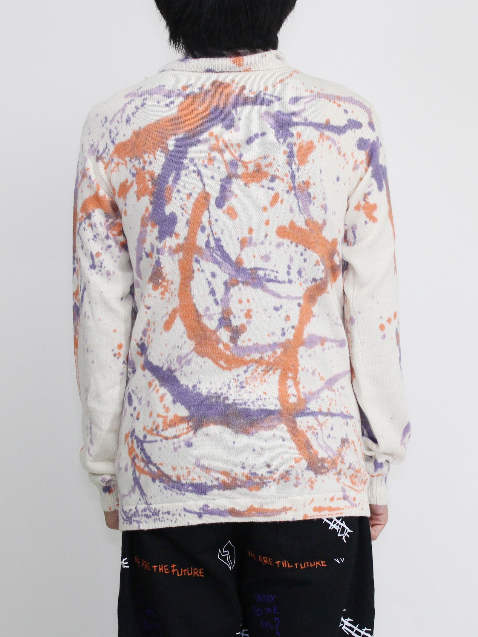 【20AW】ペイント タートルネック ニット / HANDMADE  PAINTED  TURTLENECK / オフホワイト × マルチ
