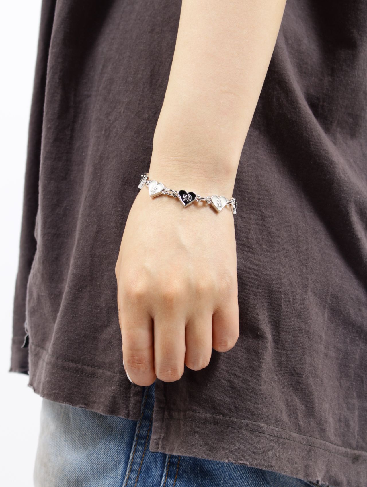 BASICKS ブレスレット Mサイズ BASICKS - 【残りわずか】Heart Shaped Bracelet(SILVER×GOLD