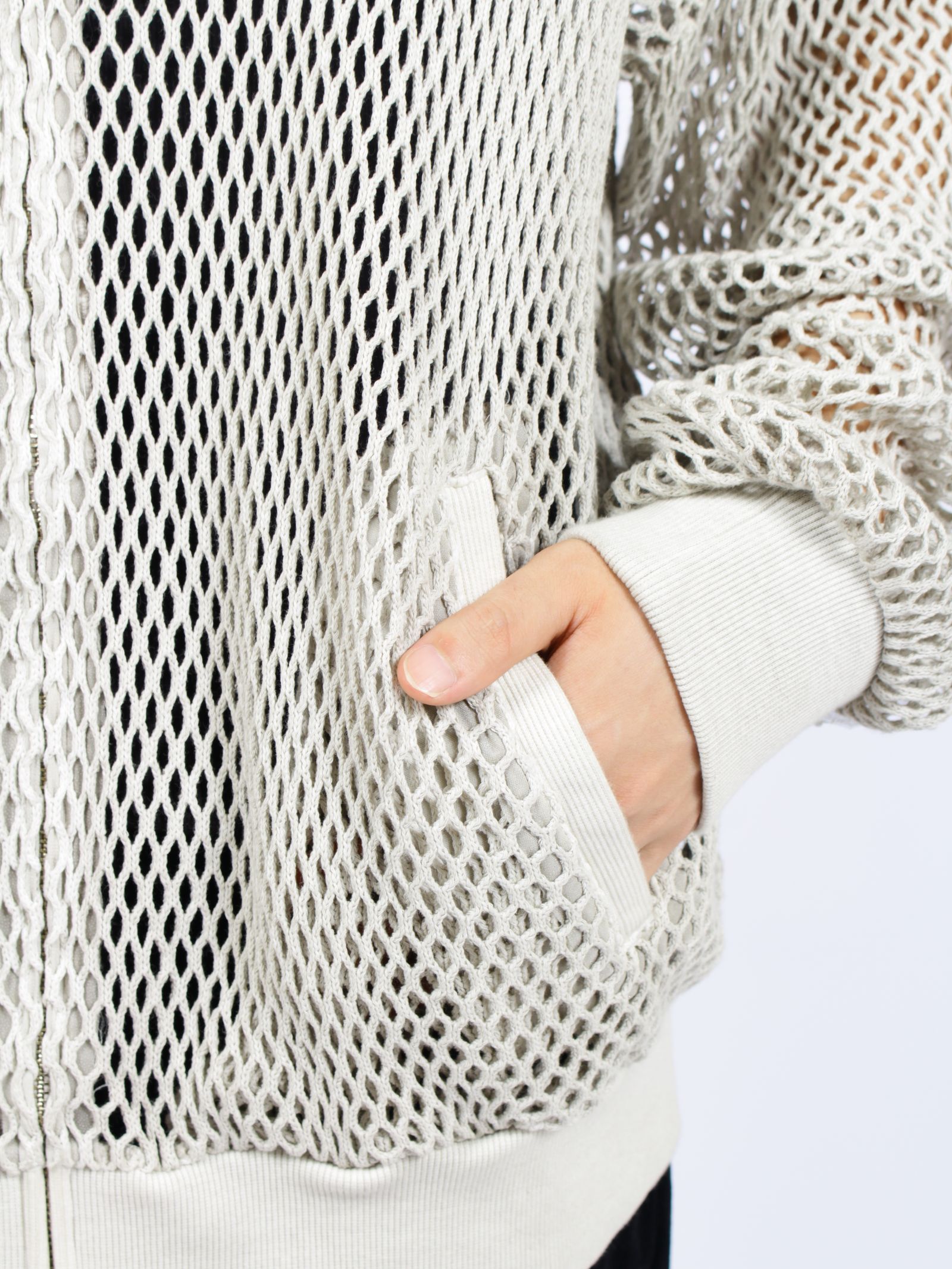 【26AW】コットン メッシュ フル ジップ フーディー 長袖 パーカー / COTTON MESH FULL ZIP HOODIE / IVORY(ベージュ)