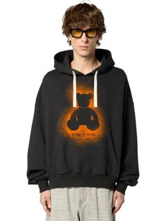 【25AW】スプレー ベア バック ロゴ ルーズ フーディー パーカー / SPRAY BEAR LOOSE HOODY / ブラック×オレンジ