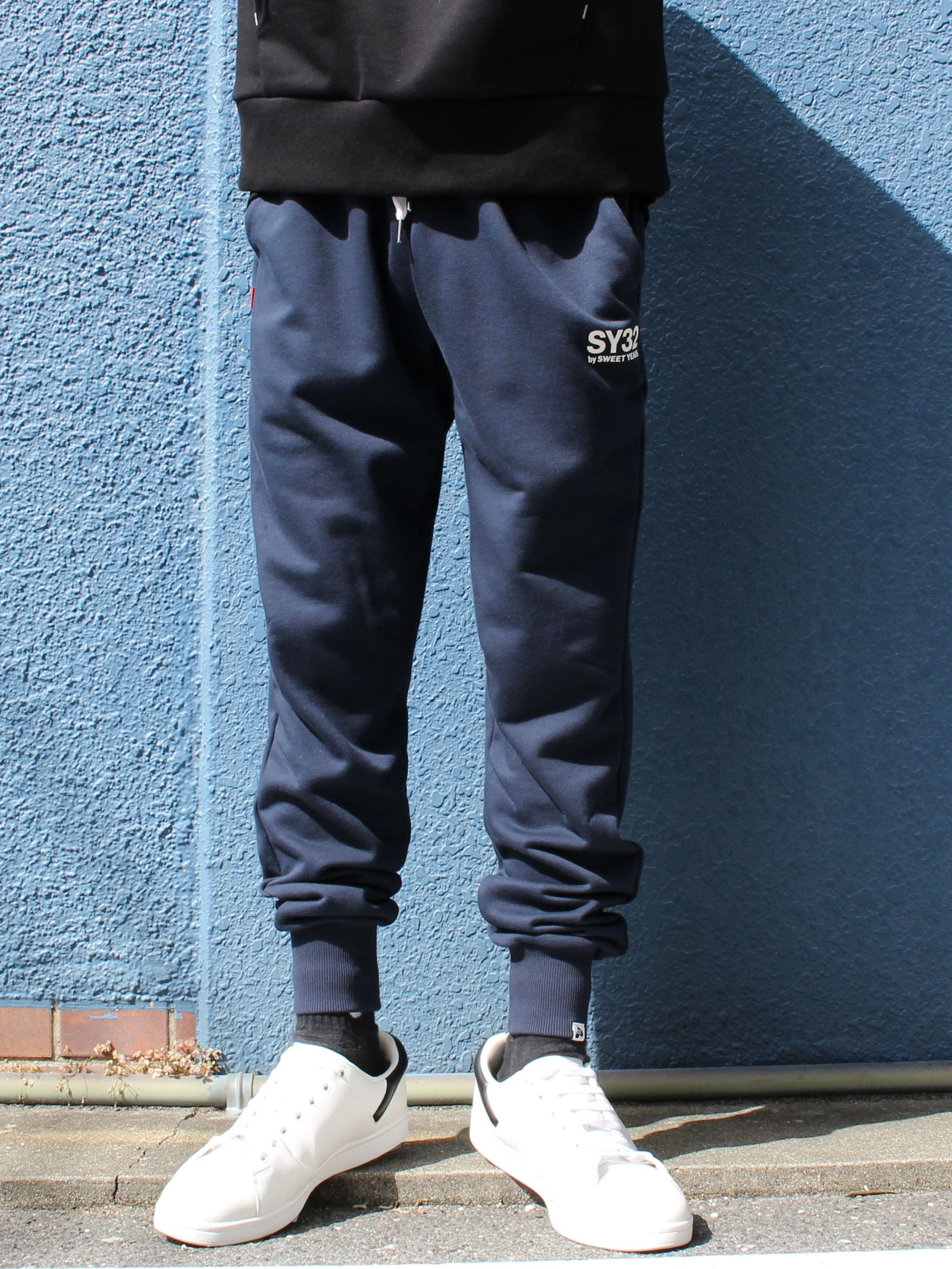 【定番モデル】ベーシック スウェットパンツ / BASIC SWEAT PANTS / ネイビー × ホワイト - S - ネイビー