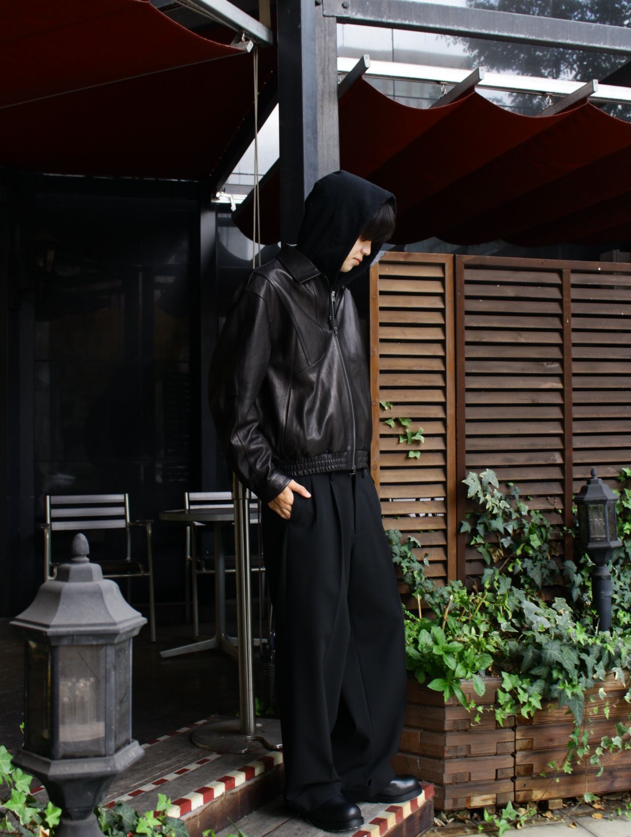 【25AW】フロー ワイド ターンアップ パンツ / FLOW WIDE TURN-UP PANTS / ブラック