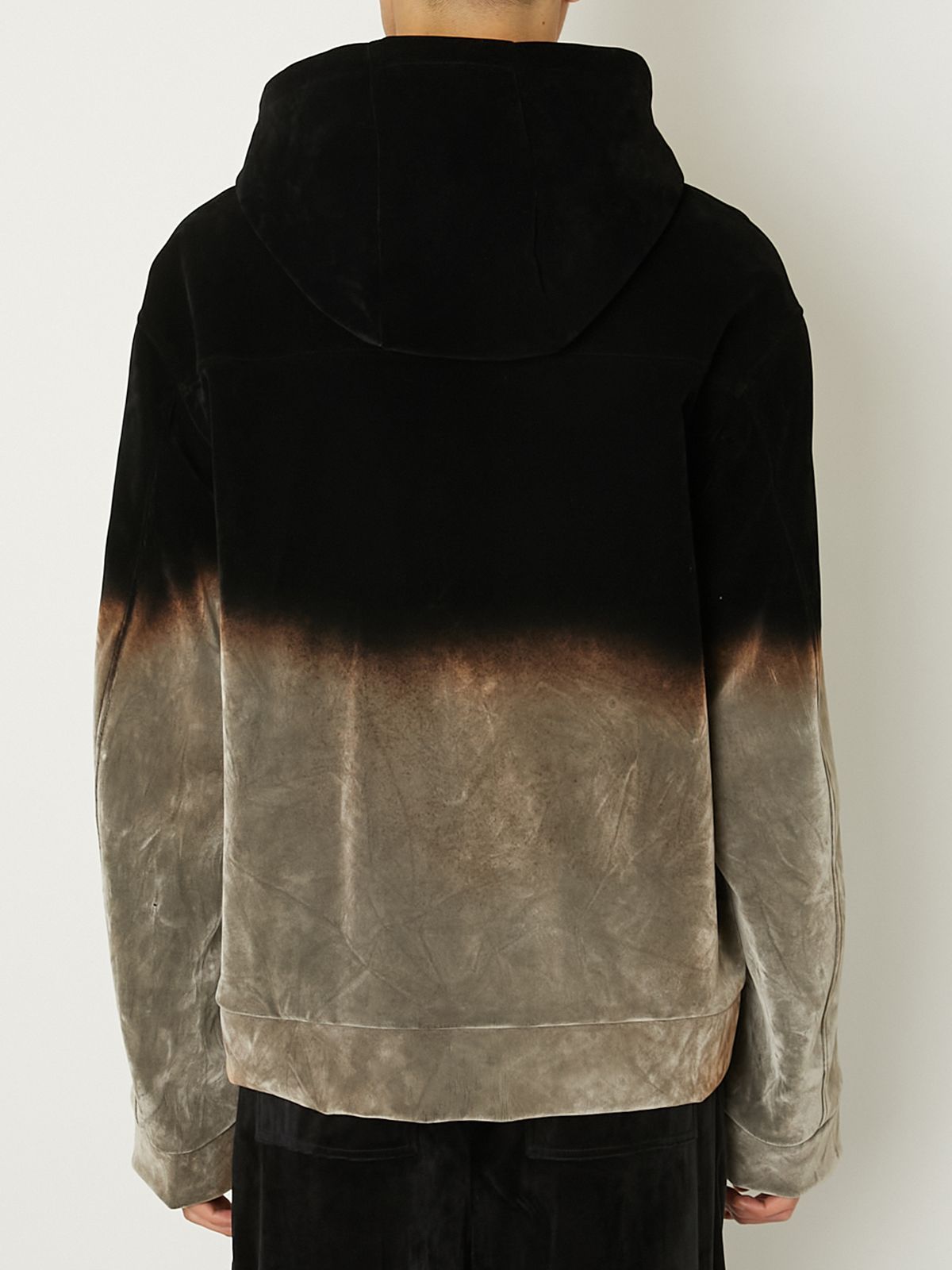 【25AW】グラデーション フーディー ジップアップ パーカー / GRADATION PILE HOODIE  / ブラック