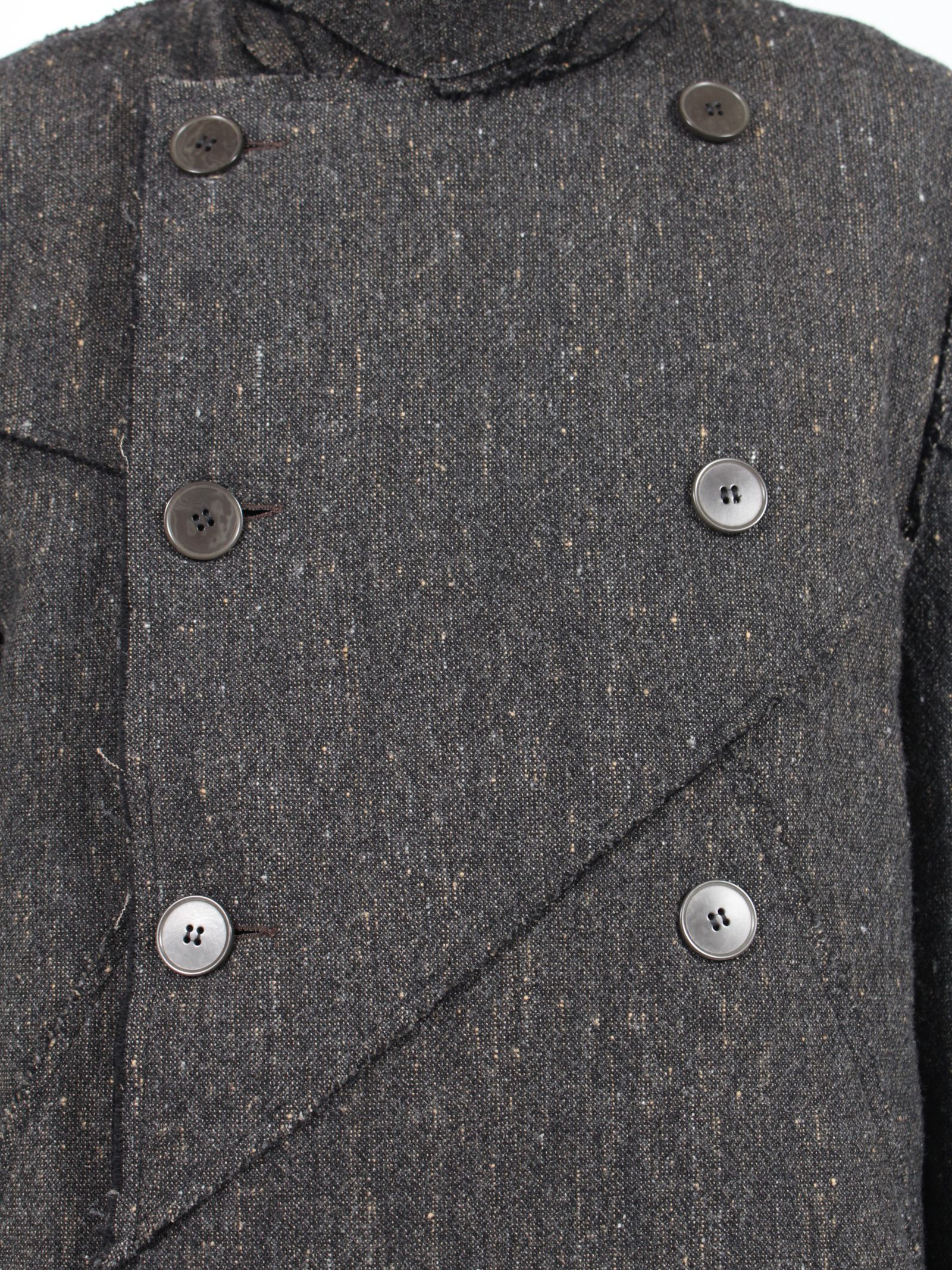 【24AW】サンピエトリー二 パッチド ダブル ブレステッド コート / SANPIETRINI PACHED DOUBLE BREASTED COAT / ダークグレー