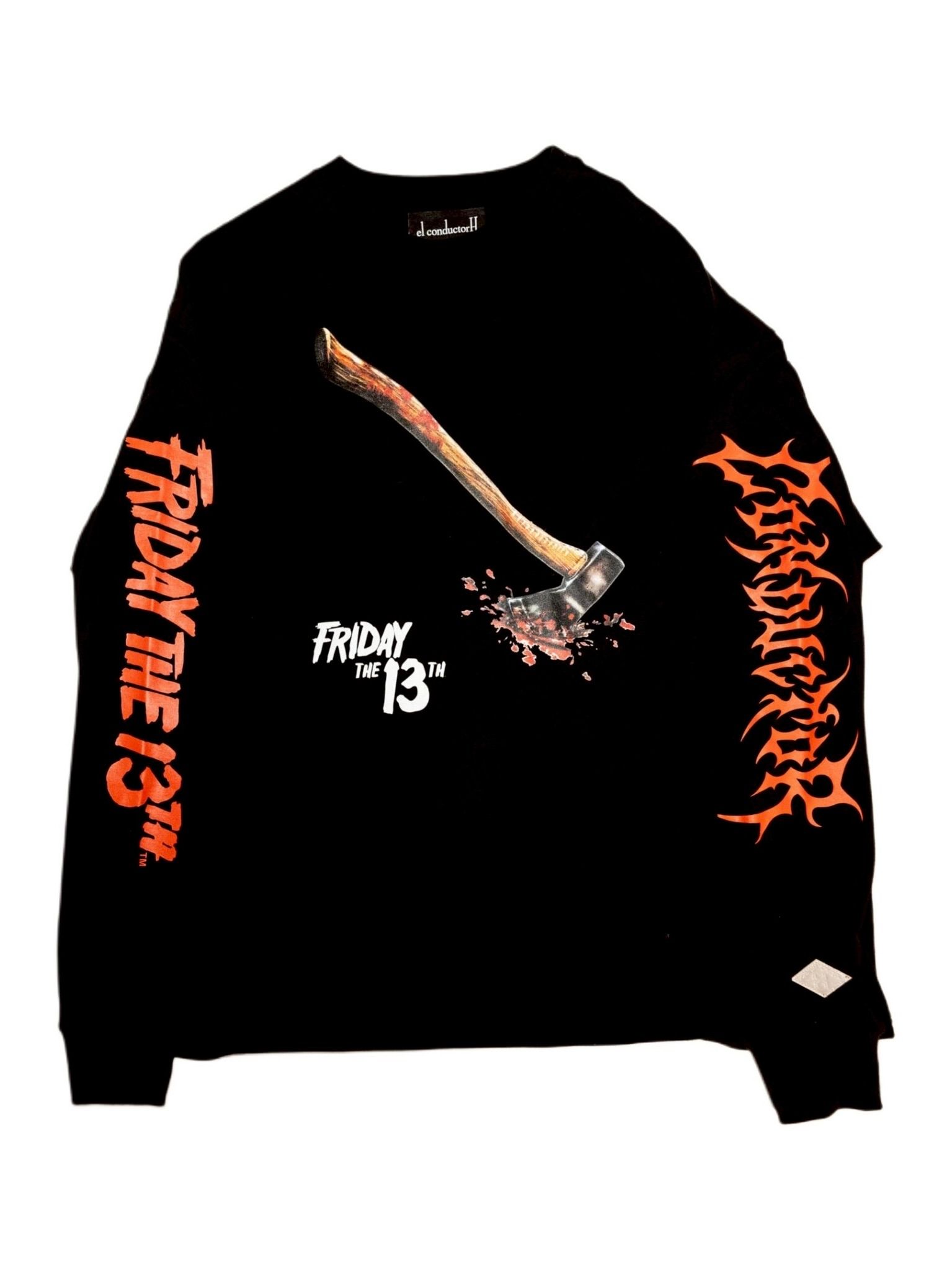 【13日の金曜日コラボ】ポスター ビジュアル ロングスリーブ Tシャツ / xFRIDAY THE 13TH POSTER VISUAL L/S T-SHIRT / ブラック