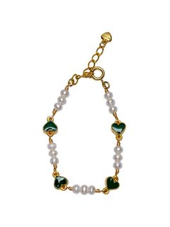 【24AW】パール ハート コンビネーション ブレスレット / PEARL COMBINATION BRACELET / ゴールド
