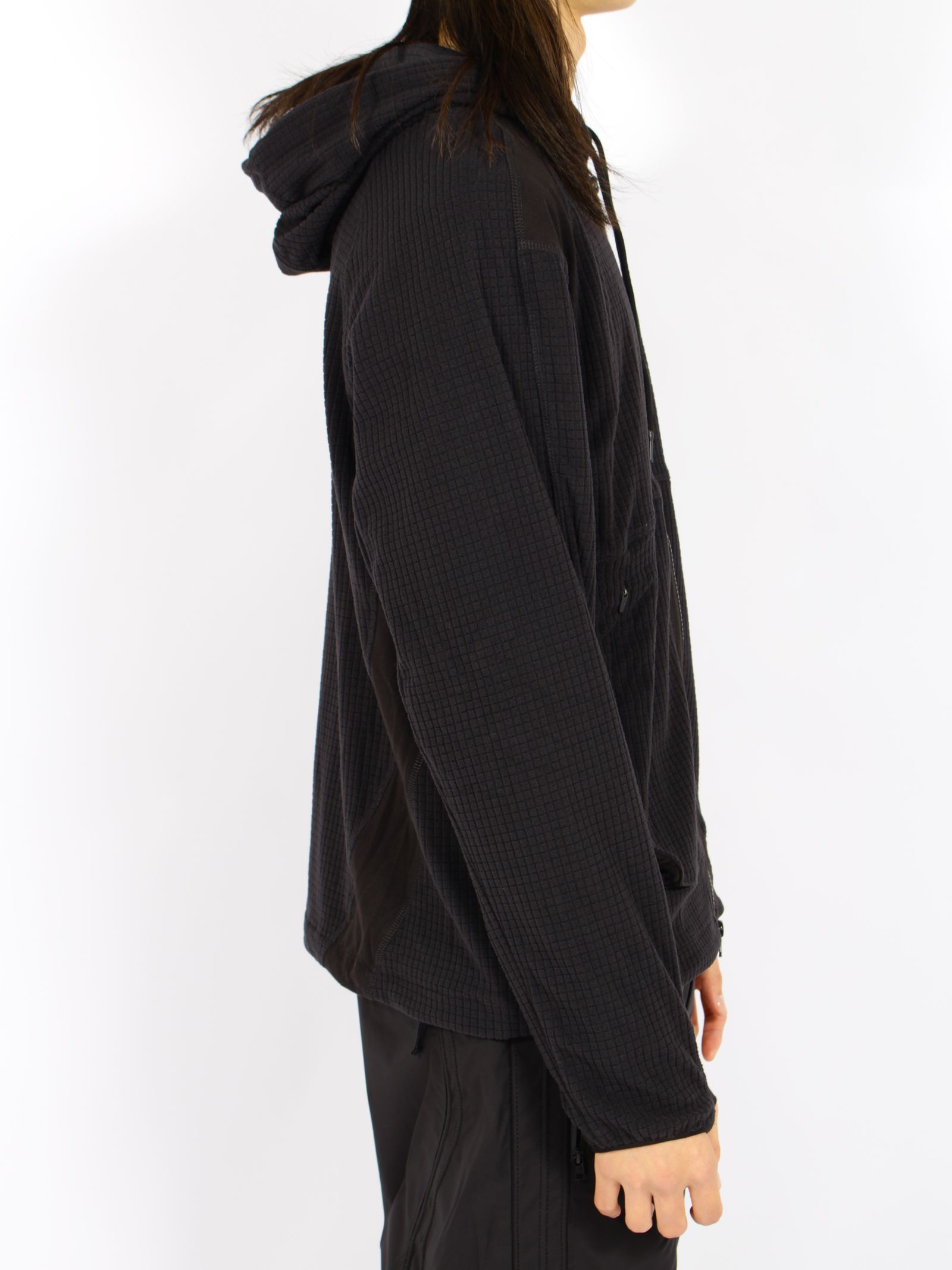 【26AW】グリッド フーディ ジップ アップ / GRID HOODIE ZIP-UP / ブラック