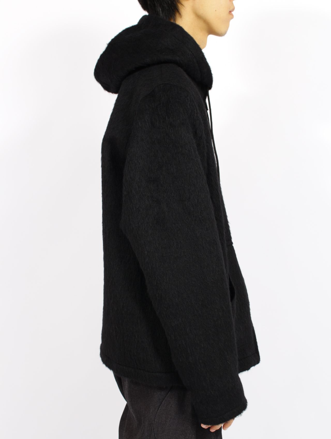 【STORY別注】【15着限定】ウールシャギー ジップアップ パーカー / WOOL SHAGY ZIP-UP HOODIE / ブラック