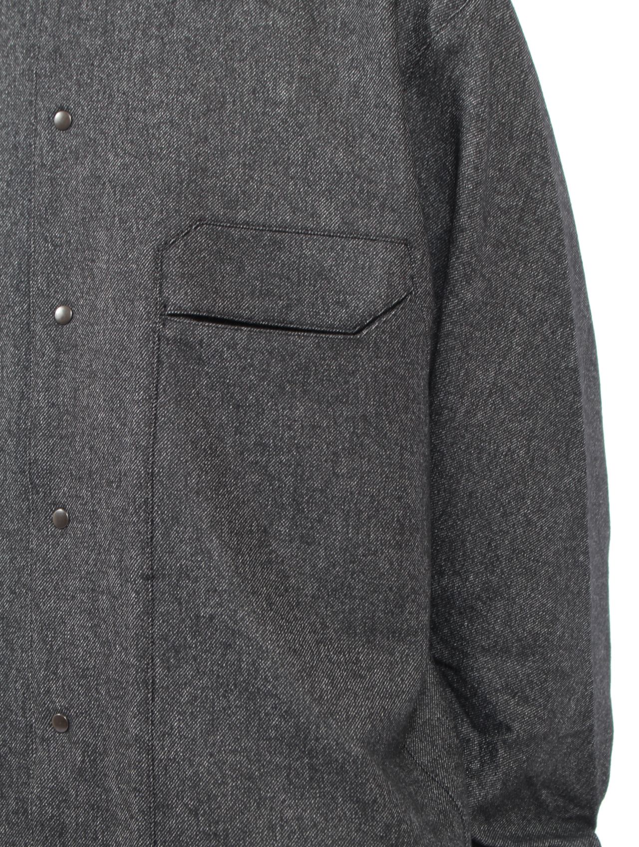 【25AW】ウール カシミヤ パネル 尾州産 ウール 長袖 シャツ  / PANEL SHIRTS WOOLS WOOL / ブラック