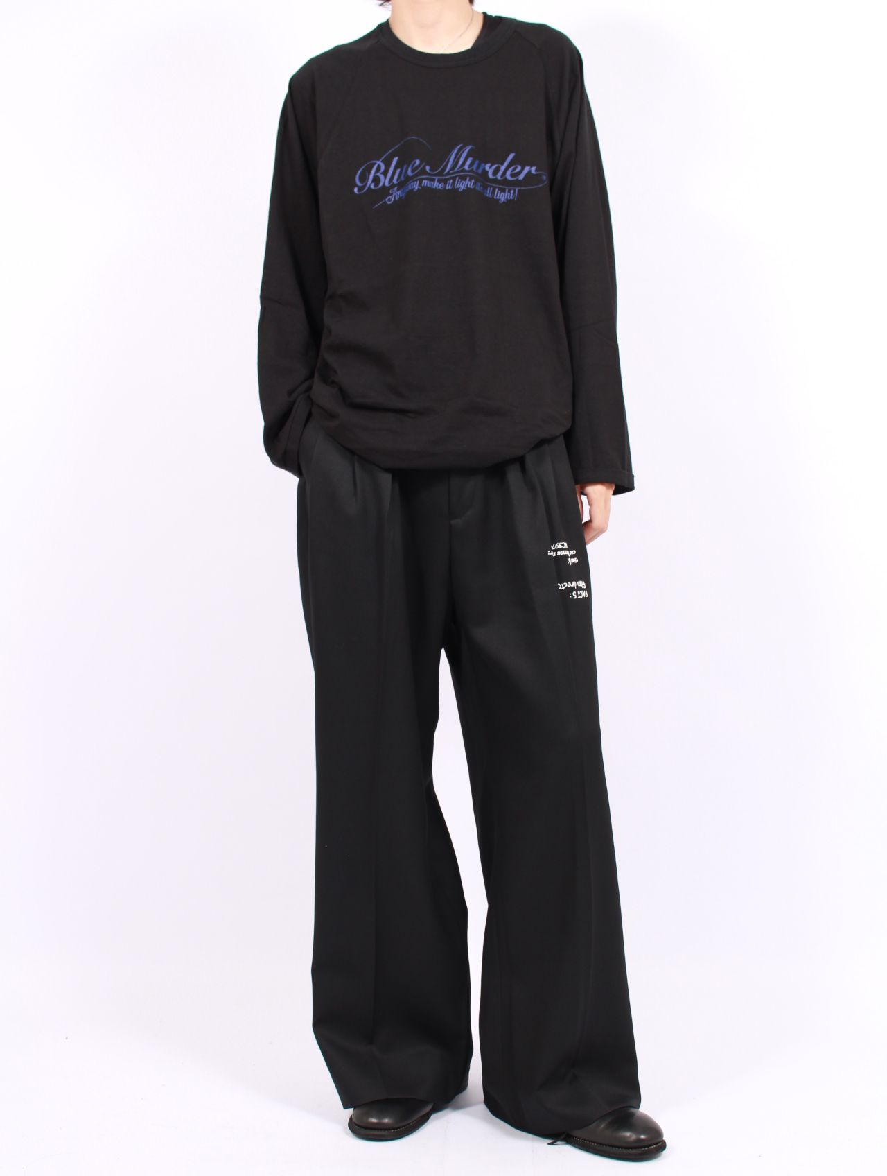 【25AW】タトゥー アジャスター ワイド パンツ / "TATTOO" ADJUSTER WIDE SLACKS / ブラック