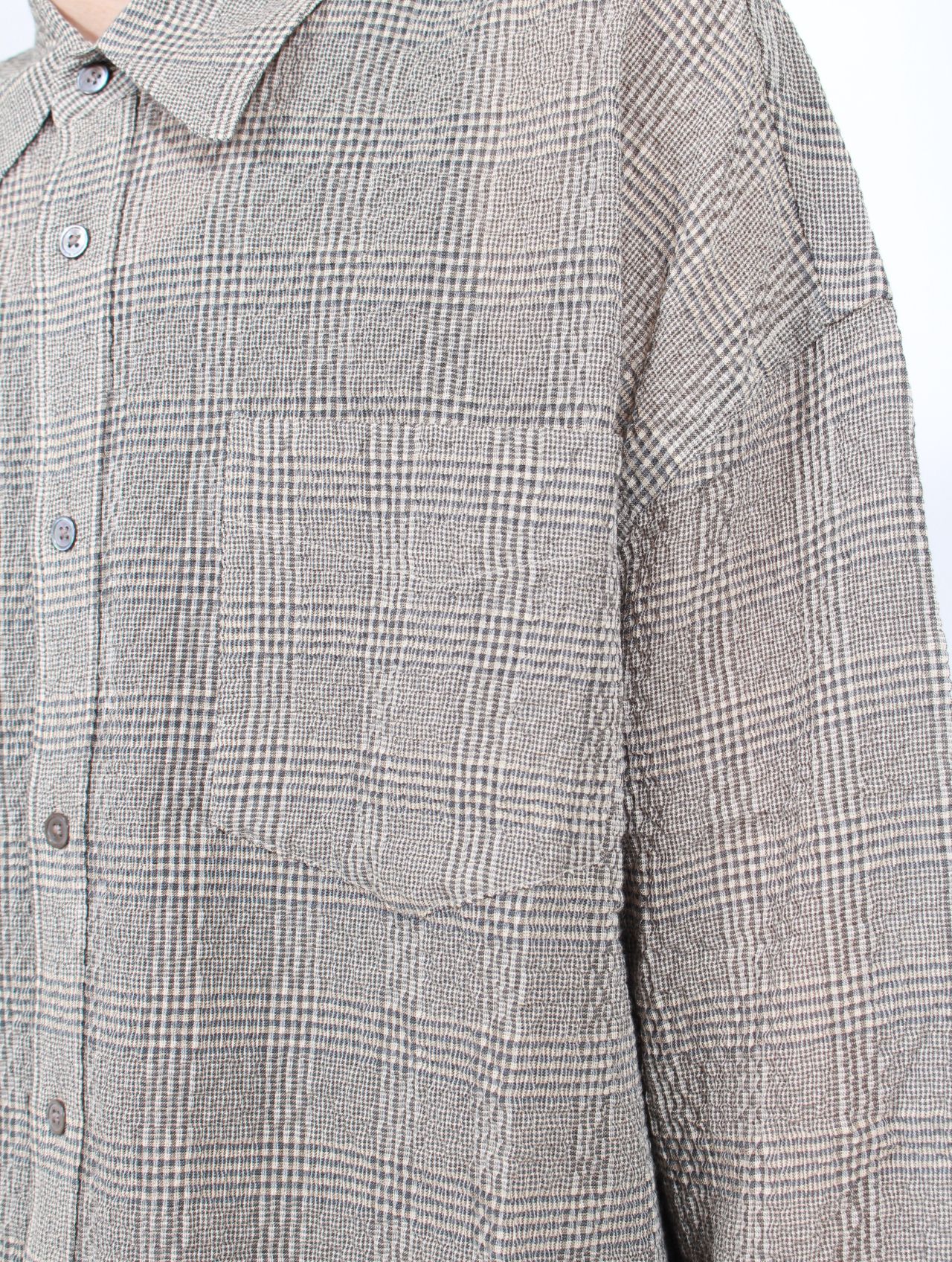 【25AW】ルーム シャツ 長袖 チェック / ROOM SHIRT / CRINKLED GREY CHECK(グレーチェック)