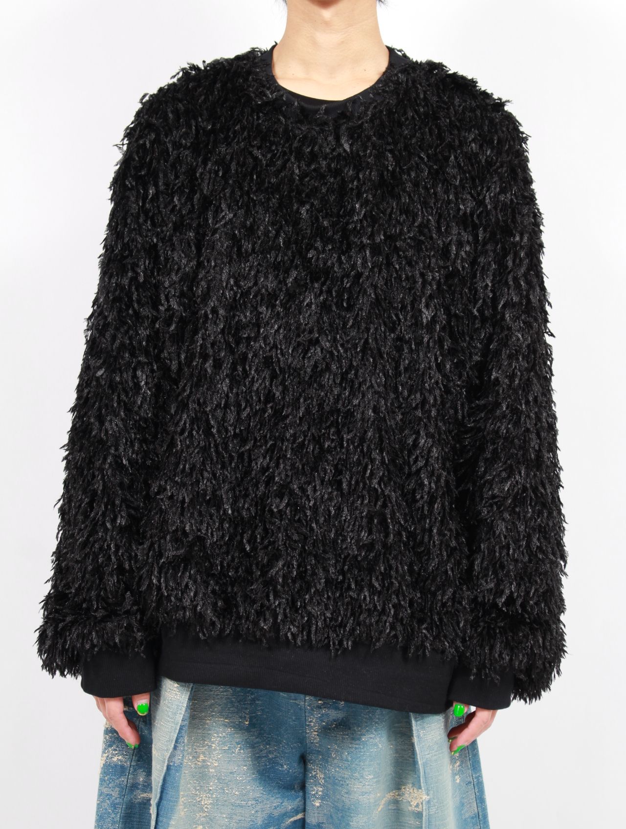 【25SS】フェザー ニット クルーネック セーター / FEATHER KNIT CREWNECK SWEATER / ブラック