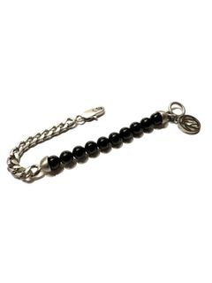 【取り寄せ・受注生産】 ハーフ 数珠 ジュズ ブレスレット / HALF JUZU BRACELET / シルバー × ブラック