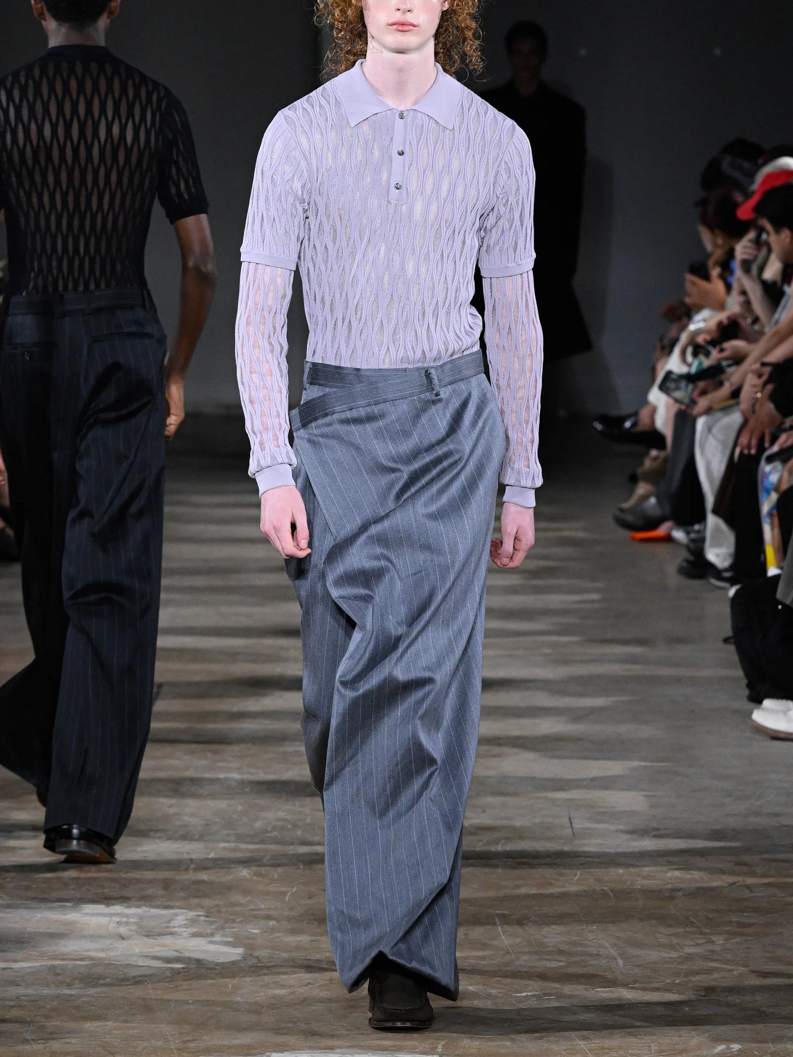 【26SS】ストライプ ラップ パンツ / WRAP PANTS / グレー