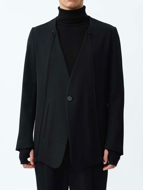 【24AW】ヘビー ウール ノーカラー プリズナー ジャケット / HEAVY WOOL NO COLLAR PRISONER JACKET .12 / ブラック