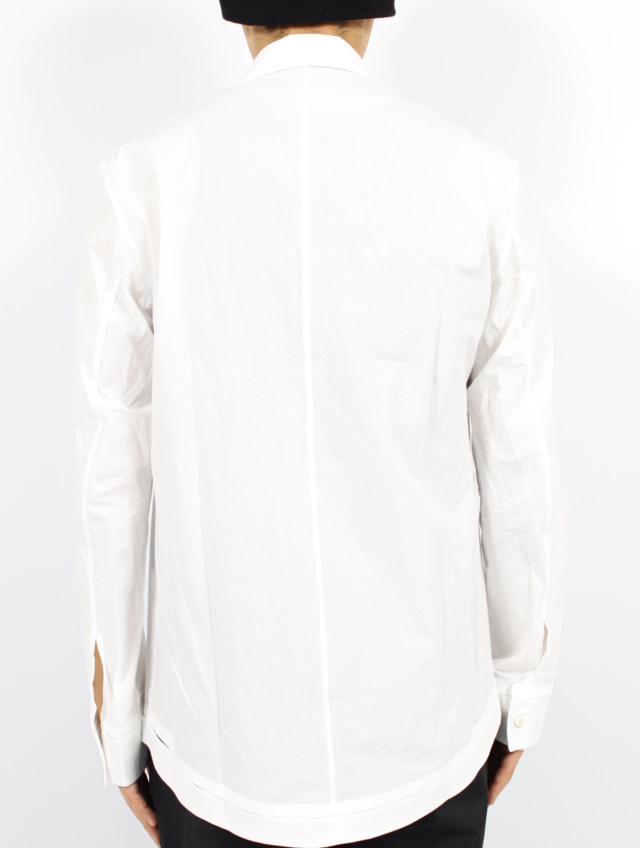 【25SS】ハンドステッチ ヘム ボンバー リラックス フィット シャツ / HAND-STITCHED HEM BORDER  RELAXED FIT SHIRT / ホワイト