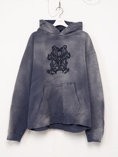 【24AW】エンブロイダリー ブリーチド フーディー / EMBROIDERY BREACHED HOODIE / ネイビー
