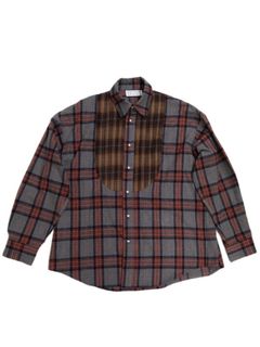 【24AW】コンビネーション チェック フランネル シャツ / COMBINATION CHECK FLANNEL SHIRT / レッド