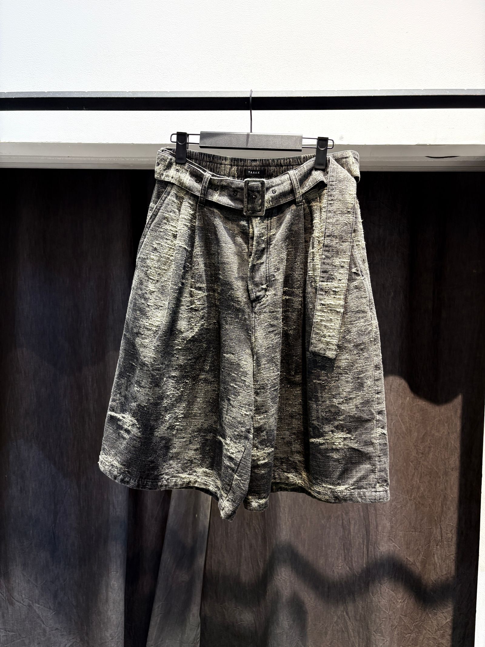 【27SS】ベルテッド デニム ショーツ ジャガードデニム ハーフパンツ / BELTED DENIM SHORTS / グレー