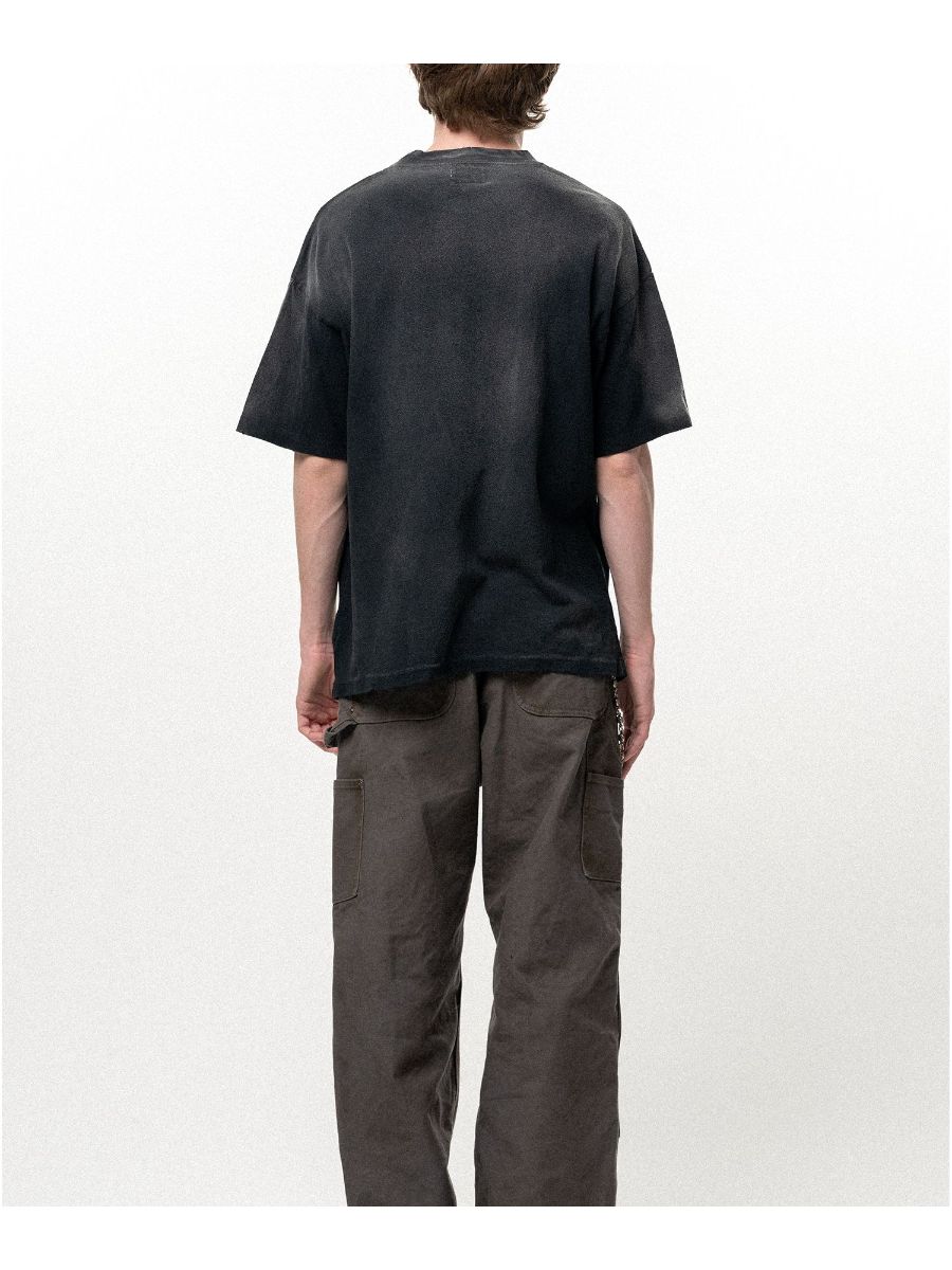 【26SS】"クレヨン フレーム" ディストレスド カミヤ Tシャツ / ”CRAYON FLAME" DISTRESSED TEE / ブラック