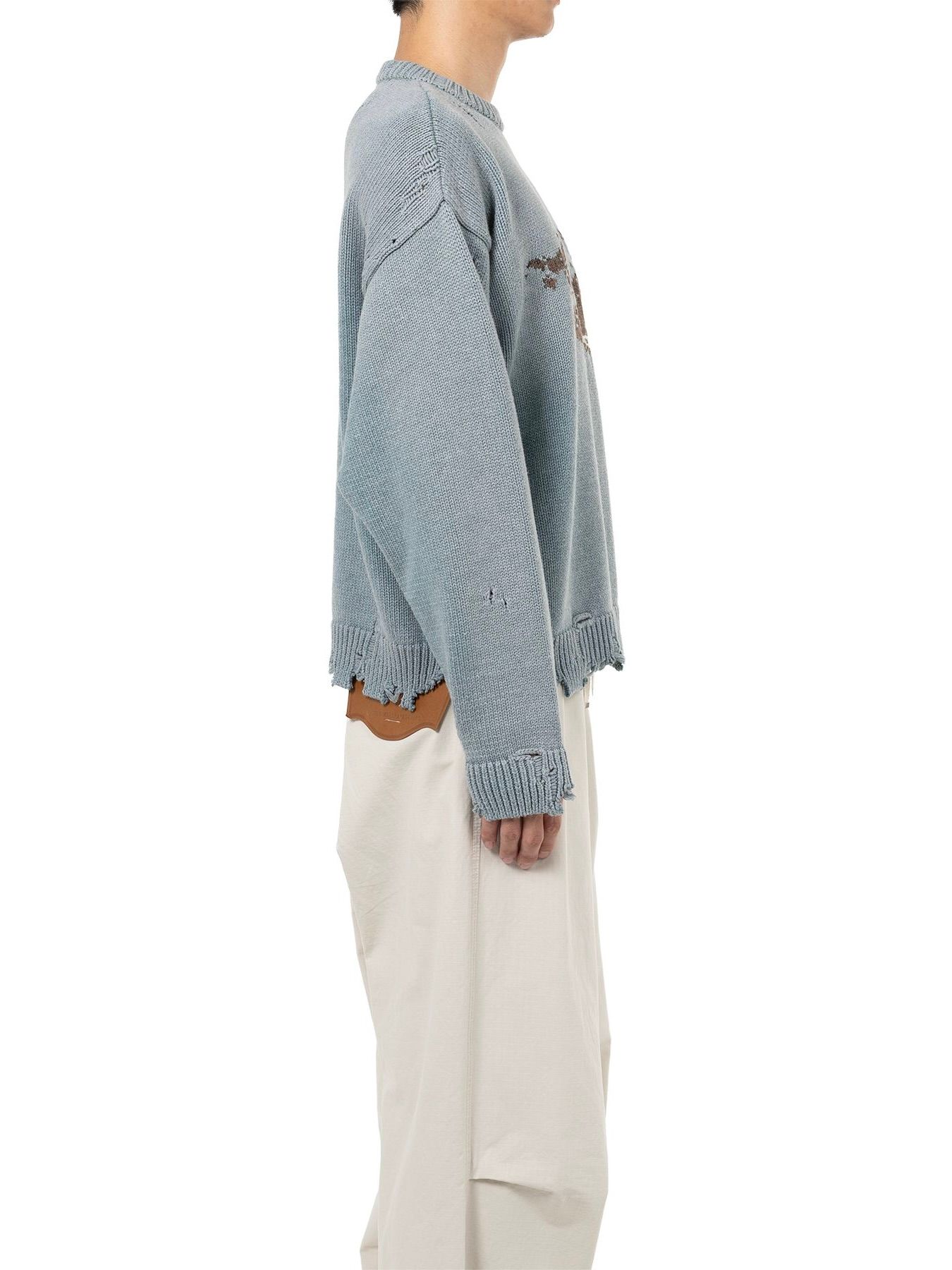 【25AW】クジラ ジャガード ニット セーター / WHALE JACQUARD KNIT PULLOVER / ブルー