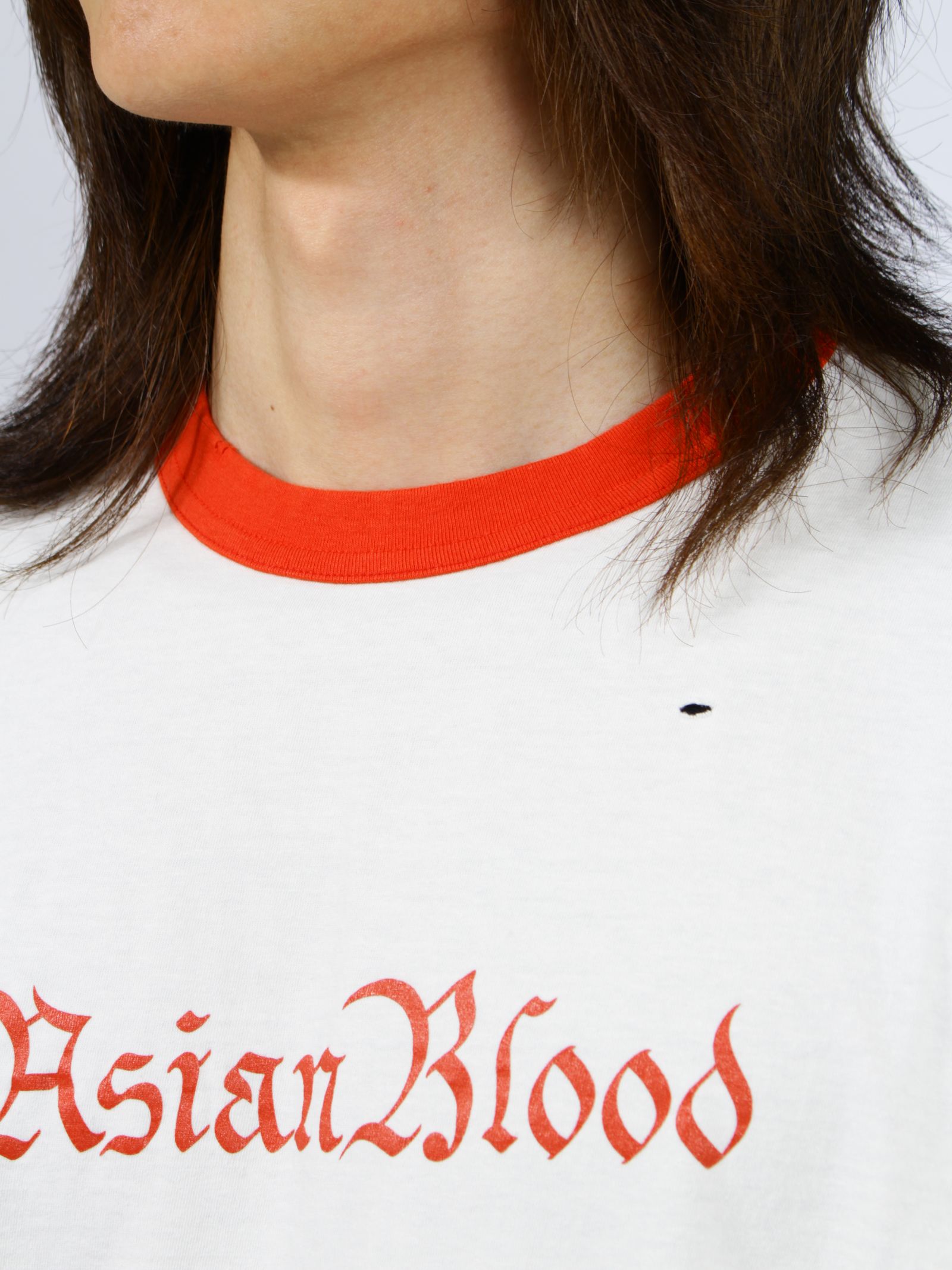 【26SS】ディストレスド トリム Tシャツ 'ASIANBLOOD / DISTRESSED TRIM T SHIRT 'ASIANBLOOD / ホワイト